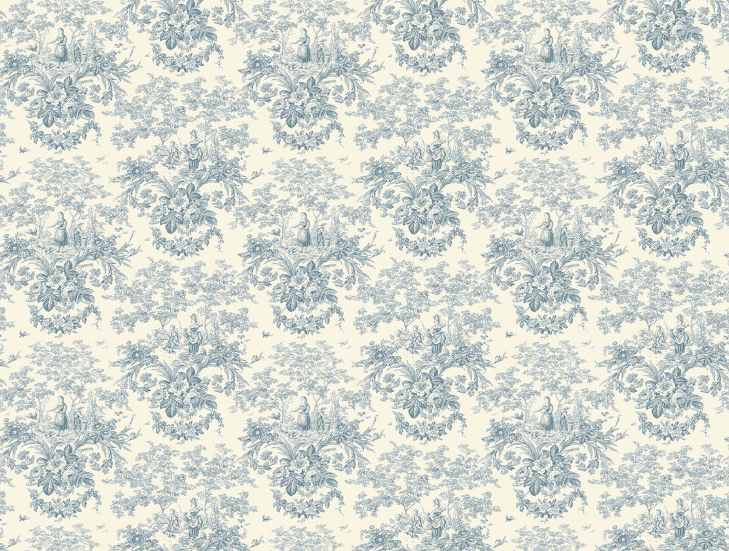 Quenin Tapete Beaux Jours - Faience in Blau mit floralem Vintage-Design aus Vlies - Bild 2
