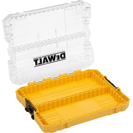 DEWALT TOUGHCASE Mittelgroßer Koffer Gelb mit Schüttboxen und Halterungen für 25mm und 57mm Schrauberbits DT70803-QZ