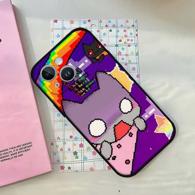 N-nyan Katze Handyhülle für Apple iPhone 11 bis 17 Pro Plus Mini in Schwarz und Multicolour - Bild 1