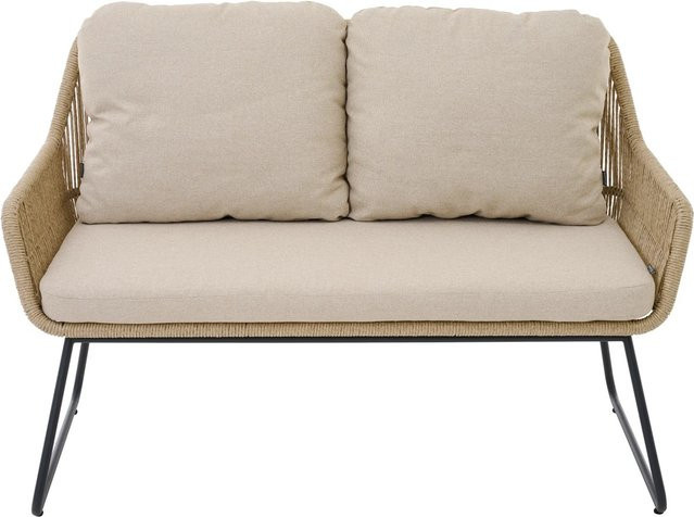 Siena Garden 2-er Diningbank Kansas in Taupe mit Rope-Geflecht, B/T/H: 135 x 69 x 85,5 cm - Bild 1