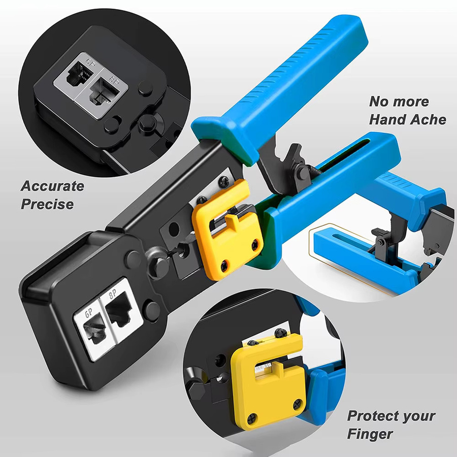WOZOBUY Multifunktionale Durchgangsloch-Drahtcrimpzange für RJ45 und 8P6P Dual-Use-Crimping Tool - Bild 4