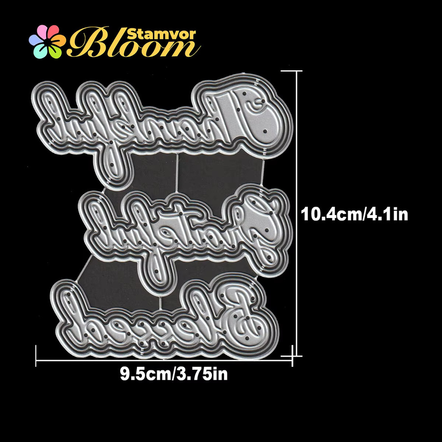 Metall-Stanzformen DANKFUL GRATEFUL BLESSED für Scrapbooking und dekorative Prägung in Silber - Bild 2