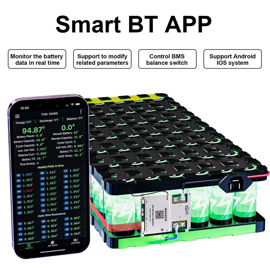 JIKONG Smart BMS JKBMS B2A8S20P-V19 mit 1A Aktiver Balancierung für LiFePO4 Li-Ion LTO Batterien (4S-8S, 12V/24V, 100A/200A) mit RS485 und CAN Schnittstellen - Bild 2