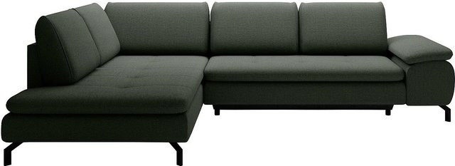 Vente-unique Schlafsofa Archibald in Grün mit L-Form und Armlehnen - Bild 1