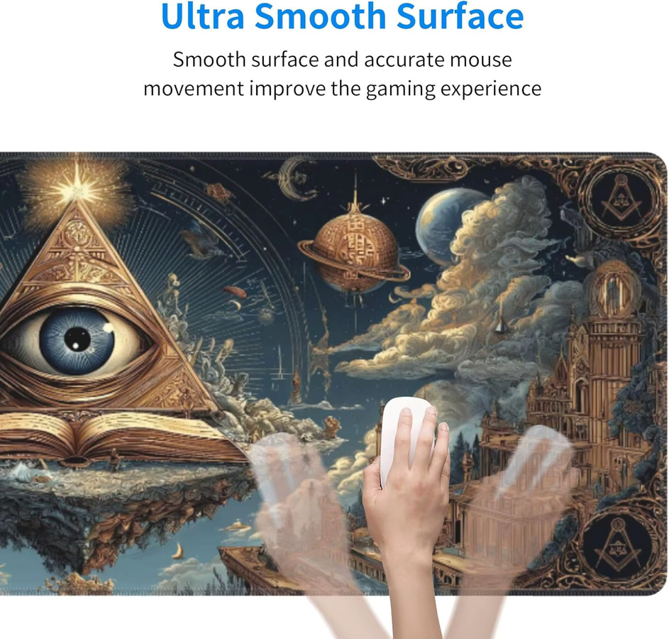 Gothic Masonic Extended Gaming Mouse Pad XL Schreibtischunterlage Multicolor mit genähten Kanten - Bild 4