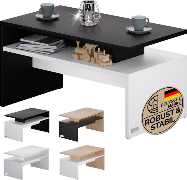 Couchtisch Sacramento CASARIA in Weiß/Anthrazit, B/T/H: 95 x 55 x 50 cm - Bild 1