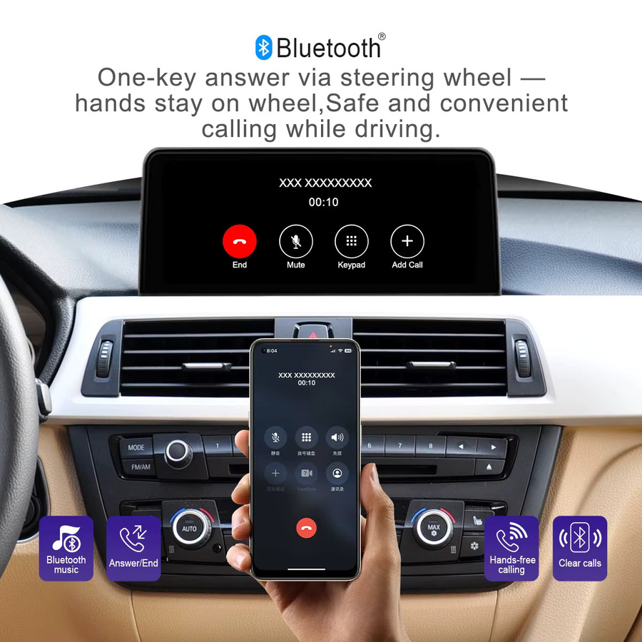 HIOUME Kabelloses CarPlay Auto-Multimedia-Radio für BMW 3er und 4er Serie F30 F31 F32 F33 F34 F35 F36 (2013-2017) mit 10,25 Zoll Touchscreen, Linux-System, GPS-Navigation, Android Auto und Bluetooth in Schwarz - Bild 5