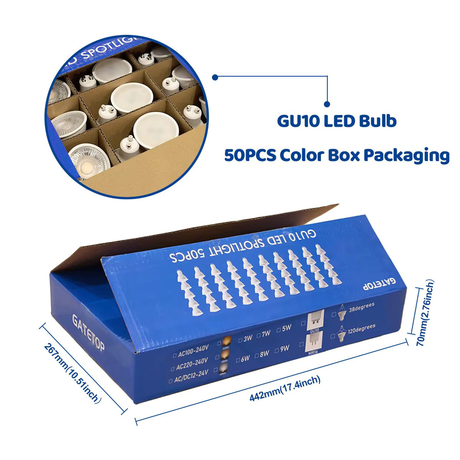 50er-Pack GU10 LED-Glühbirnen von Deroc Lights, flimmerfreie Spot-Leuchten in Weiß, verschiedene Farbtemperaturen und Leistungen für dein Zuhause - Bild 2