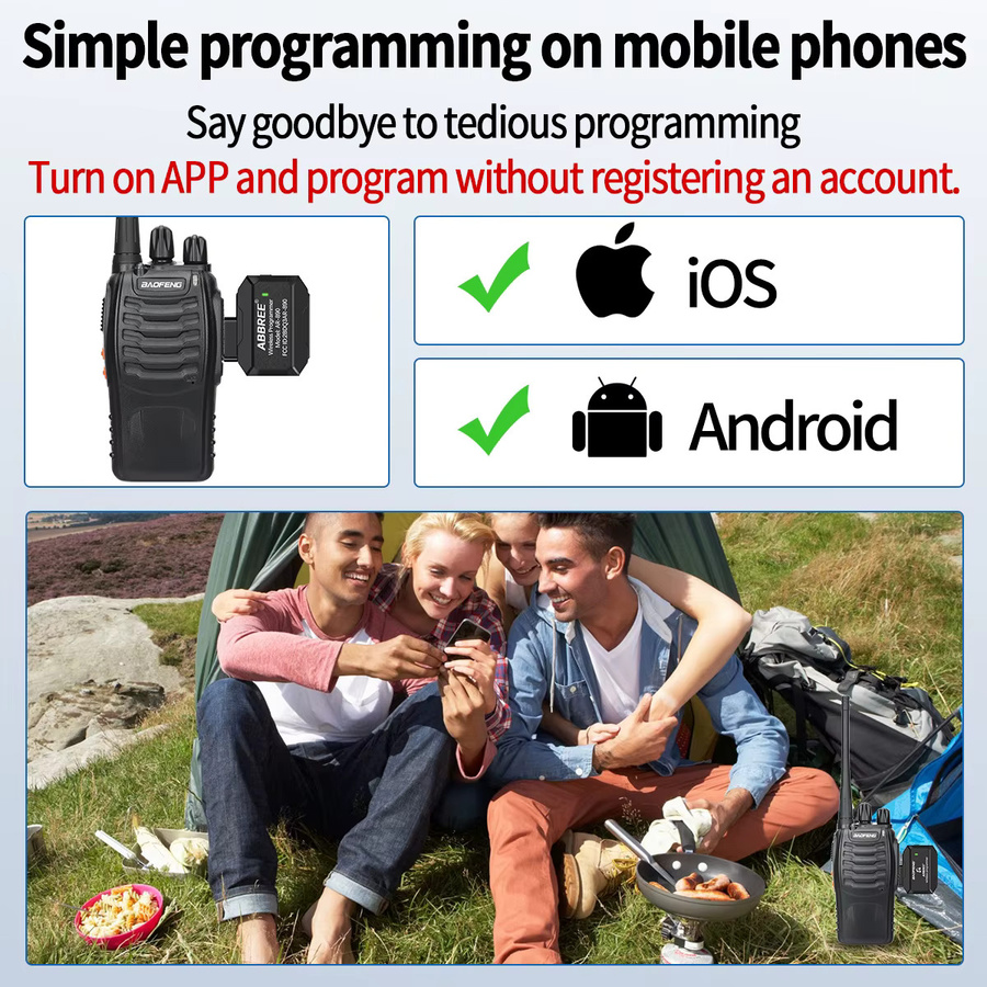 ABBREE Bluetooth Wireless Programmierer für Walkie Talkie mit USB-C Anschluss, Plug & Play, Schwarz, kompatibel mit UV5R, BF888S und Quansheng UVK5 - Bild 5