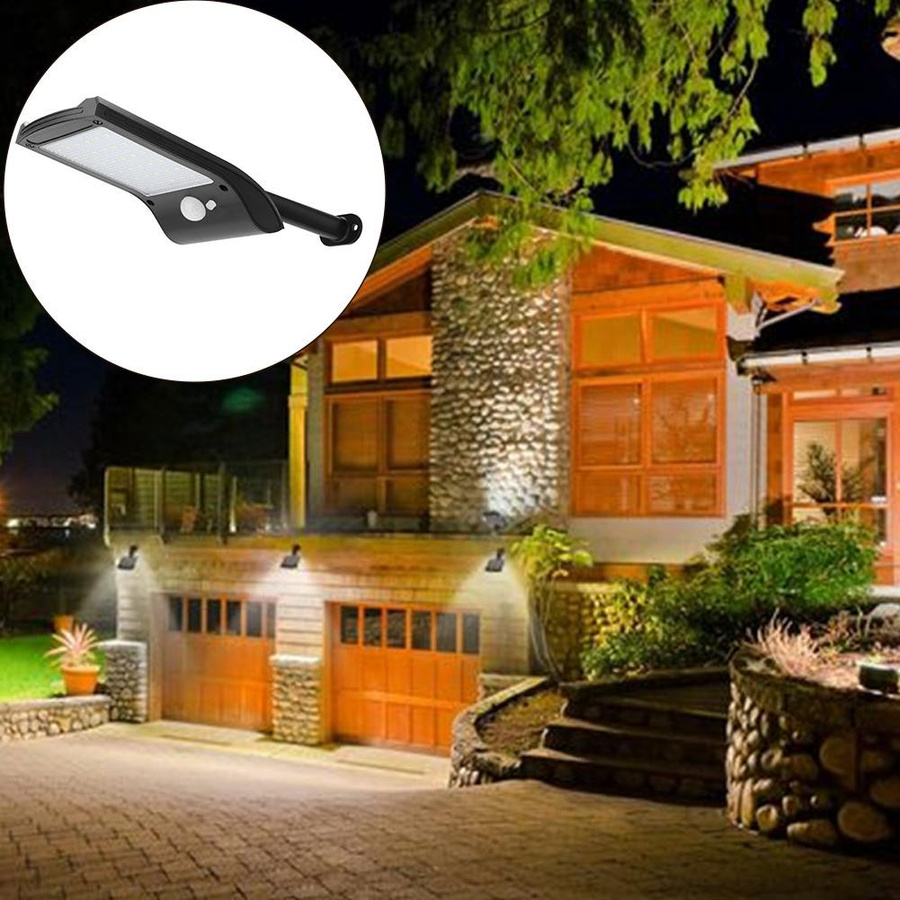 Neoglint Solar-Wandleuchte mit 36 LEDs in Schwarz für Garten, Hof und Außenbereiche mit Dämmerungssensor und Wasserdichtigkeit - Bild 4