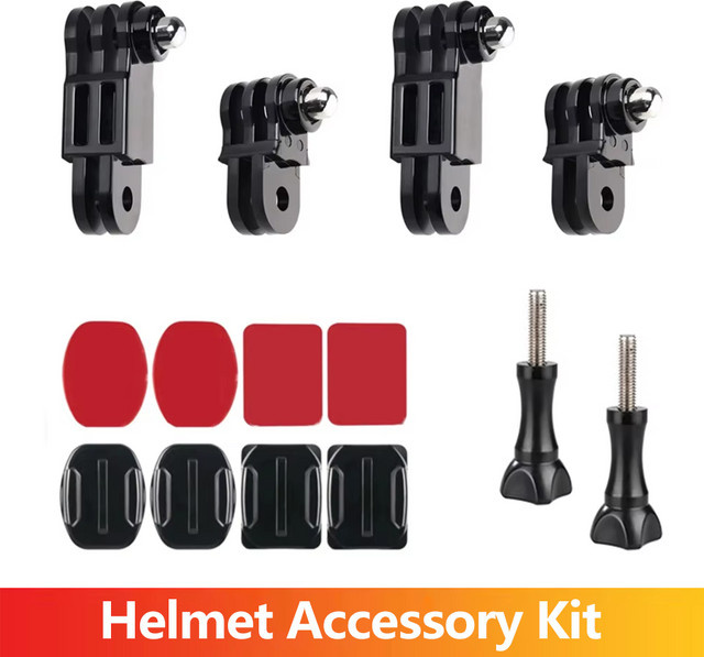 Selbstklebendes Helm-Zubehör-Set mit Aufkletern zur Erweiterung der Armhalterung für GoPro, SJCAM, Insta360, AKASO und DJI Osmo Action-Kameras in Schwarz - Bild 1