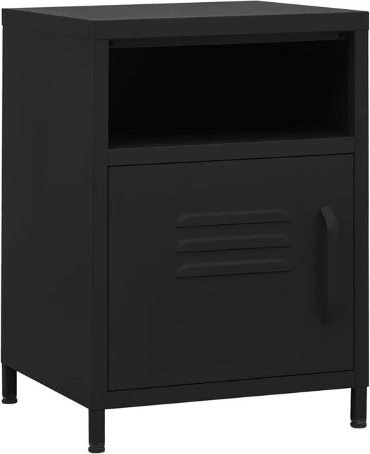 vidaXL Nachttische 2er Set aus Metall in Schwarz Matt, modernes Design, B/T/H: 35 x 35 x 51 cm - Bild 1