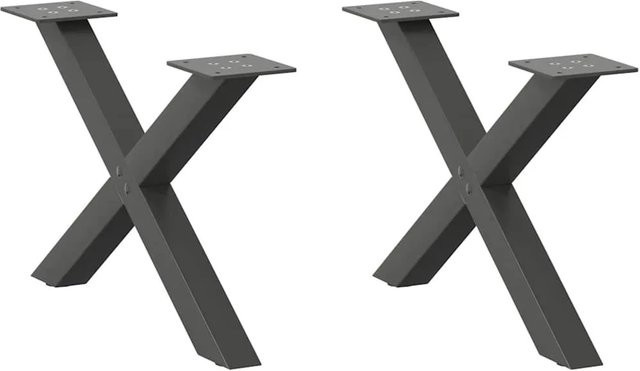 vidaXL Couchtischbeine X-Form aus Stahl, 2 Stück, Anthrazit, B/T: 60 x 30-31 cm - Bild 1