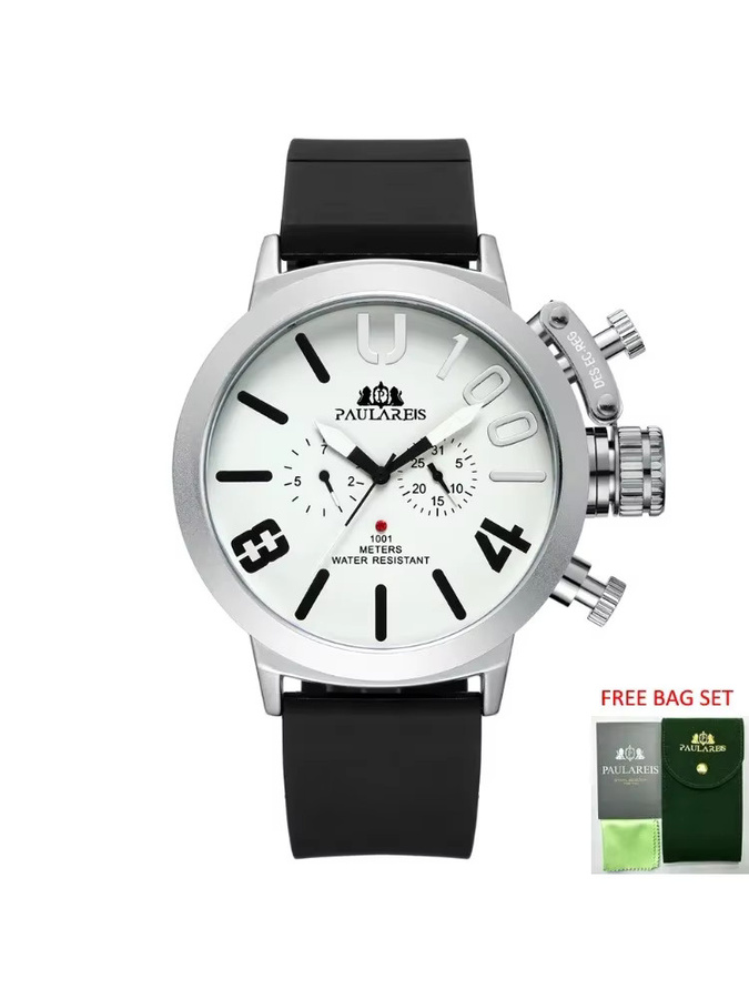 PAULAREIS P Armbanduhr Automatik, Edelstahl, Silber, Kautschuk, Herren - Bild 6