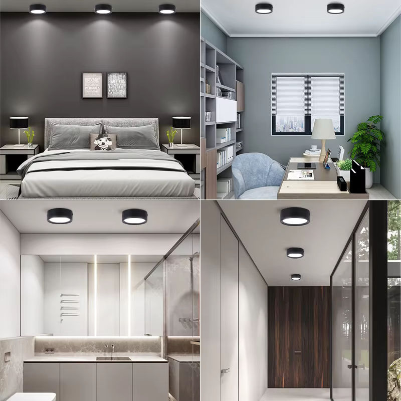 CHUANGYANG LED Deckenlampe Dimmbares Downlight Rund Oberfläche Montiert für Badezimmer und Wohnzimmer in Schwarz oder Weiß - Bild 5