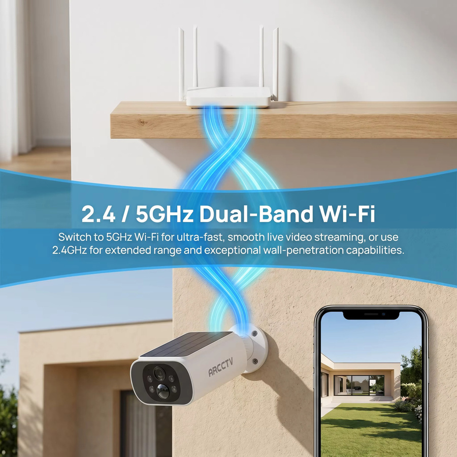 ARCCTV 2K WiFi Solarkamera in Weiß mit Nachtsicht, Zwei-Wege-Gespräch und Sirenenalarm, wasserdichte Outdoor IP66 Überwachungskamera - Bild 2