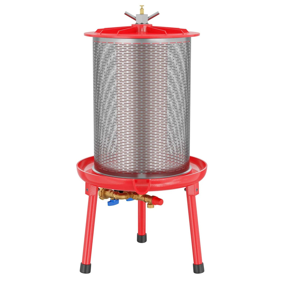 Wiltec Hydropresse aus Edelstahl für Obst, Most und Wein, 20 l, Silber/Rot - Bild 2