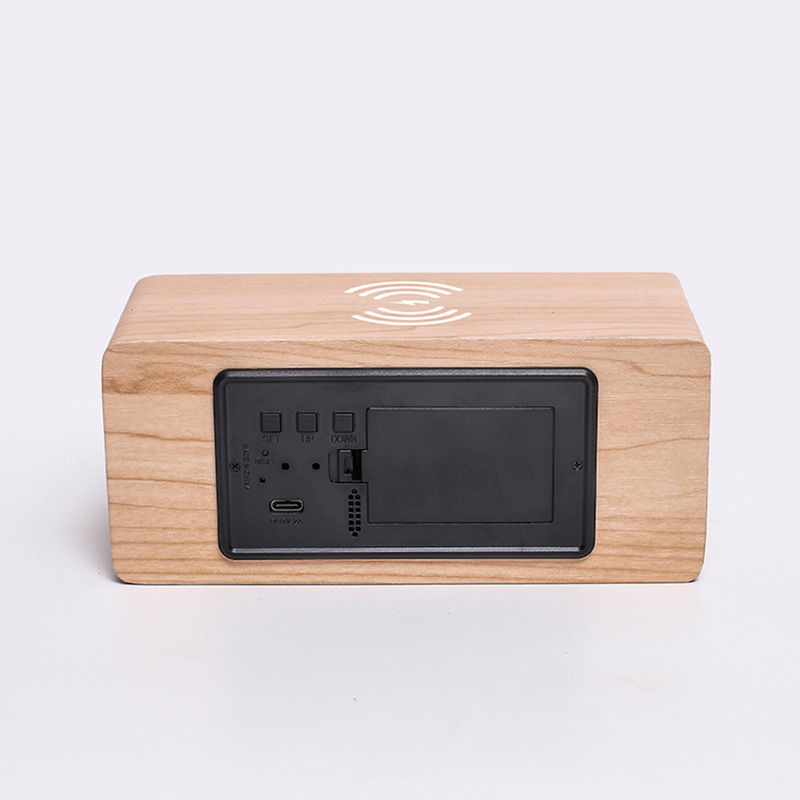 TOMTOP JMS Digitaler Wecker aus Holz mit LED-Anzeige, kabellosem Laden, Thermometer und Datumsanzeige, Braun, B/T/H: 16,8 x 7,2 x 7,2 cm - Bild 8