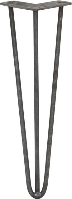 Monstershop Hairpin Tischbeine mit 3 Streben aus Rohstahl, 4 Stück, Farbe: Grau, Höhe: 40,5 cm - Bild 1