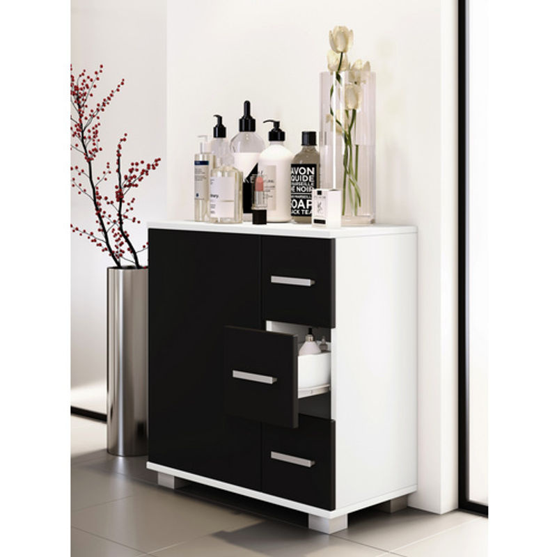 VCM Midischrank Zalo in Weiß und Schwarz aus Holzwerkstoff, B/H/T: 30,4 x 65 x 60 cm - Bild 3