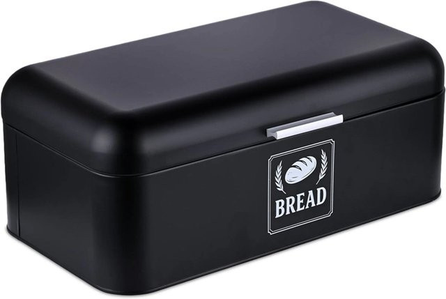 Relaxdays Brotkasten aus Eisen mit Deckel und Griff, Schwarz, B: 42 cm, T: 24 cm, H: 17 cm - Bild 1