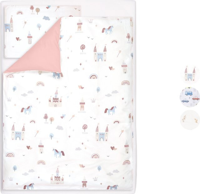 LIVARNO Baby-Wendebettwäsche-Set Prinzessin, 3-teilig aus Baumwolle mit Spannbettlaken, Deckenbezug und Kissenbezug - Bild 1