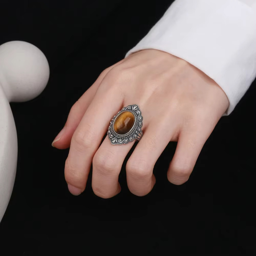 NASIA N STYLE Ring, Tigerauge, 925 Silber, Damen, Vintage - Bild 2