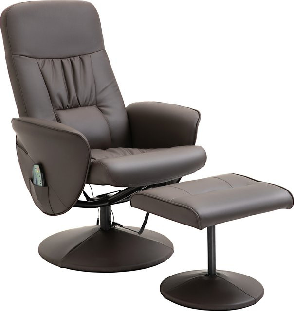 HOMCOM 2-in-1 TV Relaxsessel mit Liegefunktion, 360 Grad drehbar und 10 Massagepunkten, Kunstleder, Braun, B: 76 cm, T: 81 cm, H: 105 cm - Bild 1