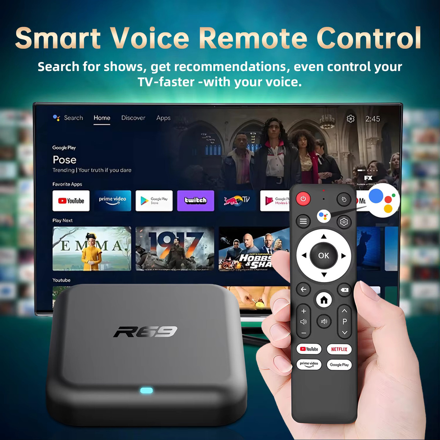 LVMAO Smart-TV-Box mit Android 14.0, 4K HDR, 128 GB Speicher, 8 GB RAM, WLAN 6, Bluetooth 5.0, Google Voice und Chromecast in Schwarz - Bild 2