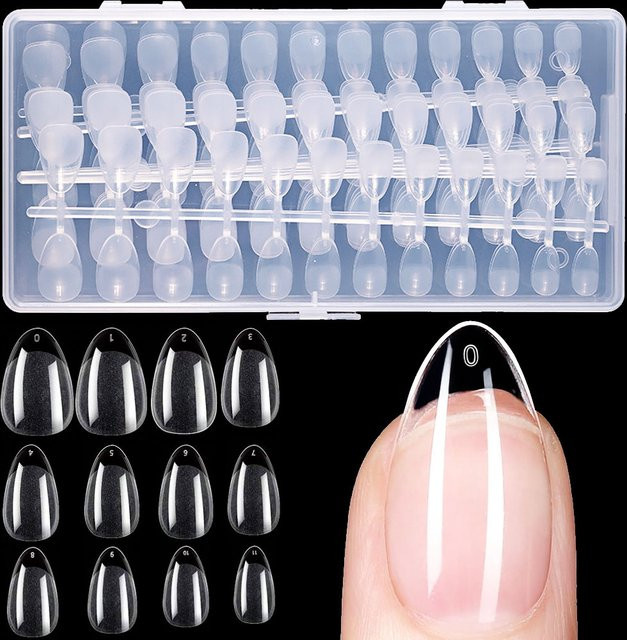 MingLee Nagelspitzen, klares Gelly, halbmatt, 240 Stück, Mandelform - Bild 1
