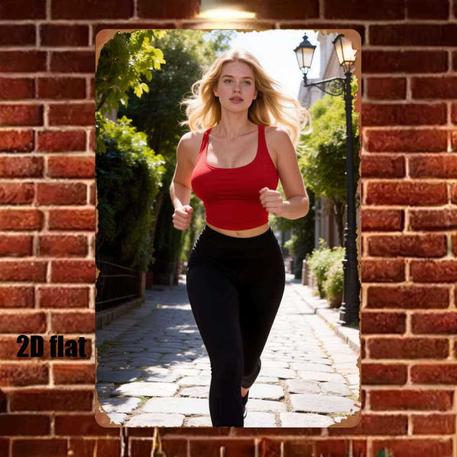 HELLOYOUNG Metallschild Dynamic Woman Runner Street View Wanddekoration, B: 20,3 cm, H: 30,5 cm, Mehrfarbig - Bild 3