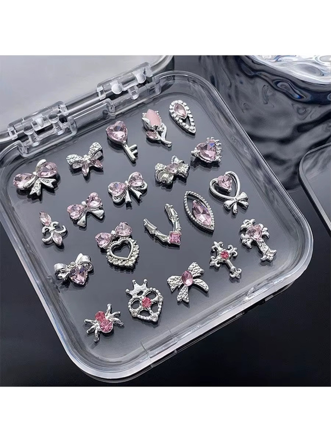 Nibiru DU Nagel Charms, Silber Rosa Diamant, 10 Teile, Glänzend - Bild 3