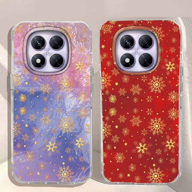 Xiaomi Handyhülle mit goldenen Schneeflocken für Redmi Note 15 14 13 12 11 10 9 Pro und weitere Modelle, Farbe: Gold - Bild 1
