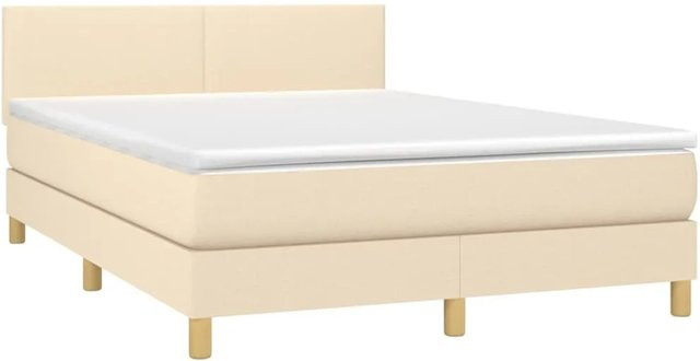 vidaXL Boxspringbett mit Matratze in Beige, Hybrid-Bett mit LED-Unterbettbeleuchtung und USB-Anschluss, B/T/H: 140 x 200 cm - Bild 1