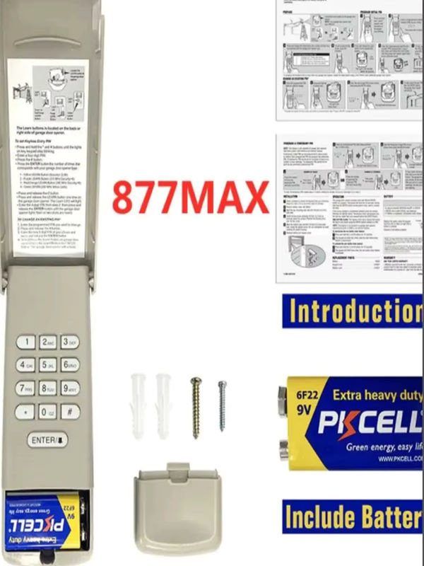 Universelles kabelloses Garagentoröffner-Tastenfeld für schlüssellosen Zugang, ersetzt 877/878MAX 377/977/877/66LM mit Rolling Code Sicherheit 2.0 - Bild 5