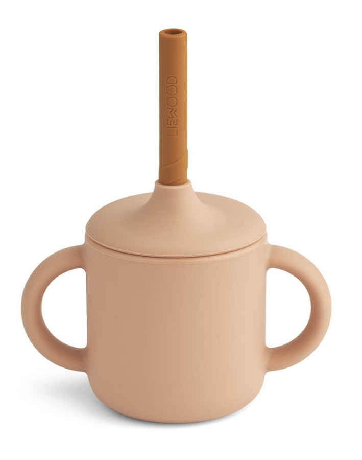 Liewood Cameron Becher mit Deckel Mustard Tuscany Rose Mix aus Silikon und Kunststoff - Bild 1