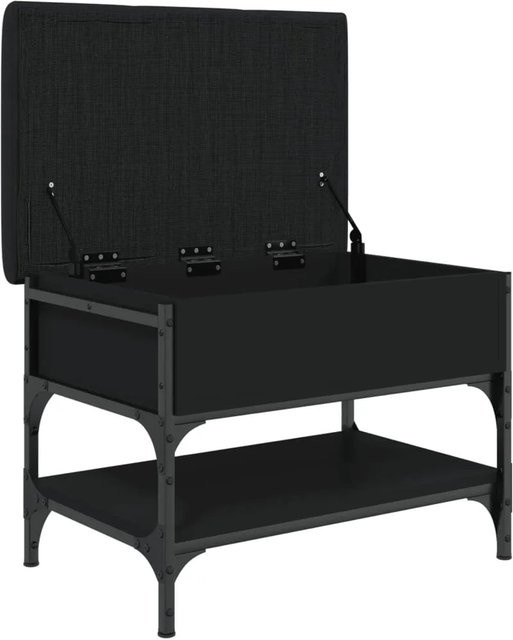 vidaXL Schuhbank Schwarz mit Kunstleder-Polsterung aus Holzwerkstoff und Metall, B/T/H: 62 x 42 x 45 cm - Bild 1