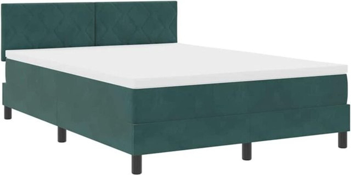Modernes Boxspringbett mit Matratze von vidaXL in Grün aus Samtstoff, B/T: 140 x 200 cm - Bild 1