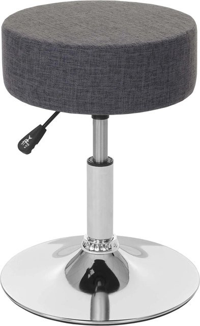 PROREGAL Sitzhocker höhenverstellbar und drehbar in Grau, Textil und Metall, Durchmesser: 35 cm, Sitzhöhe: 43-55 cm - Bild 1