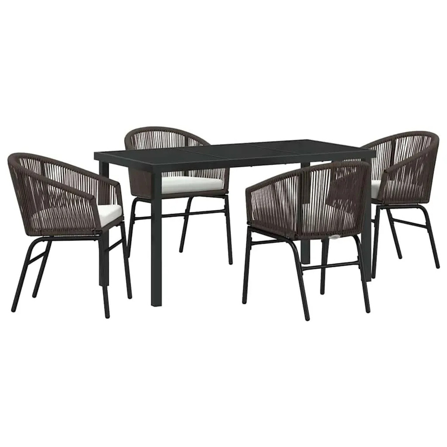 vidaXL Garten Essgruppe 5-teilig aus Poly Rattan in Braun mit rechteckigem Tisch und Stühlen - Bild 2