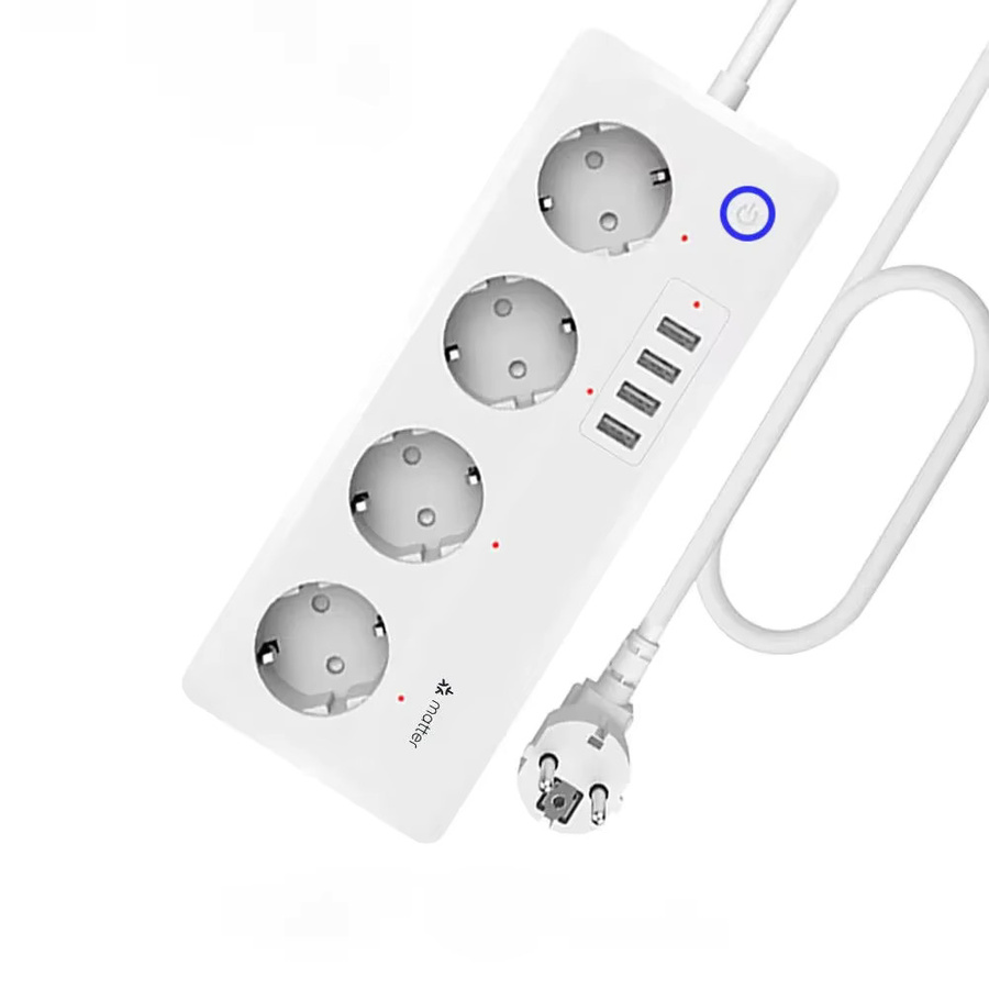 Arumny Matter Smart-Steckdosenleiste Mehrfachsteckdose mit Wi-Fi in Weiß, 1,8m Kabellänge, kompatibel mit Apple, Google Home und SmartThings - Bild 1