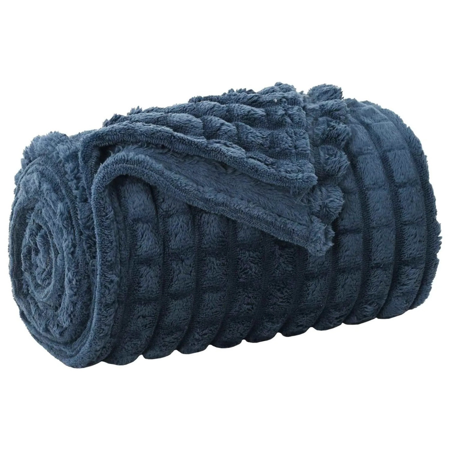 vidaXL Überwurfdecke aus Fleece in Marineblau, B/B: 240 x 220 cm - Bild 2