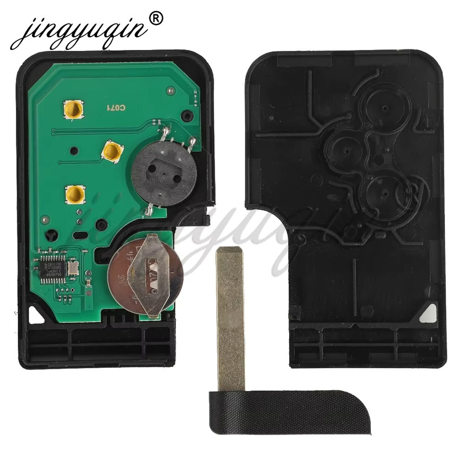 Jingyuqin Ersatzfernbedienung 433 MHz ID46 PCF7947 Chip mit 3 Tasten für Renault Megane 2 3 Scenic Clio 2003-2008 in Schwarz mit Upgrade-Design Notfallkarte - Bild 3