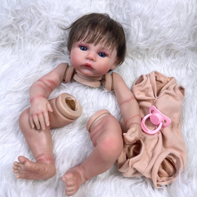 MRB Reborn-Puppen-Set, 17 Zoll, Wiese, 3D-Haut, sichtbare Adern, handgefertigt, verwurzeltes weiches Haar, Stoffkörper - Bild 1