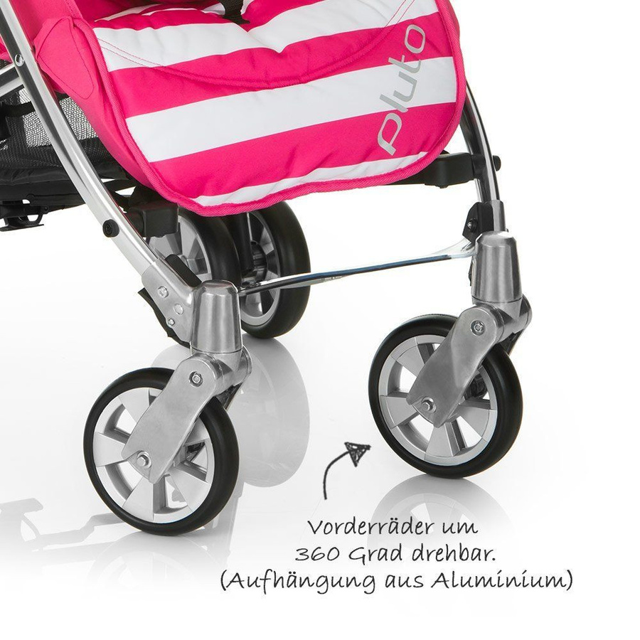 iCoo Buggy Pluto City Flat in Stripe Pink mit Schwenkrädern und Federung - Bild 3
