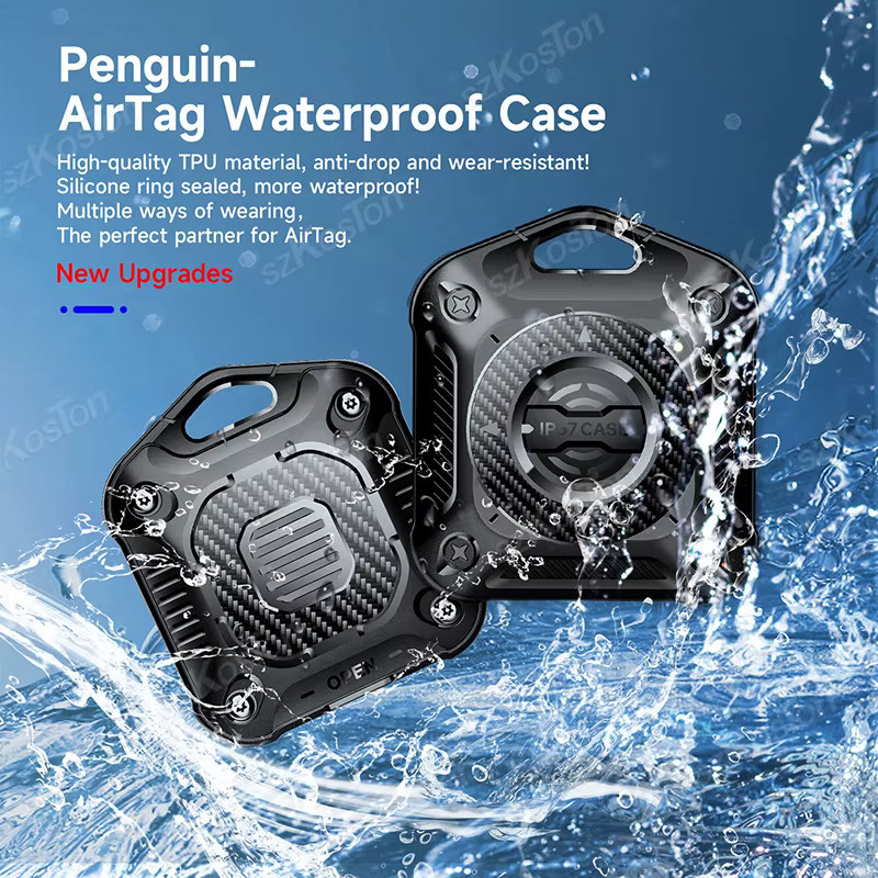 Wasserdichte Schutzhülle für Apple AirTag aus TPU mit Schlüsselbund in Schwarz oder Grün - Bild 2