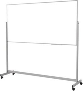 MAUL Whiteboard MAULstandard fixed mobil im Querformat, drehbar, magnethaftend, grau, B: 100 cm, H: 200 cm - Bild 1