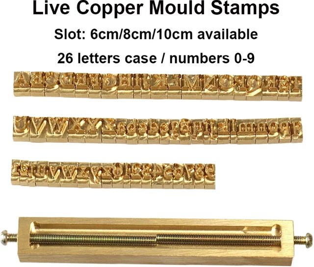 Heißprägestempel aus Kupfer mit englischen Zahlen in Gold für Lederprägung, Branding und DIY-Projekte - Bild 1