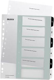 Leitz WOW Register DIN A4 aus Kunststoff, 6 Taben, schwarz-weiß-transparent - Bild 1