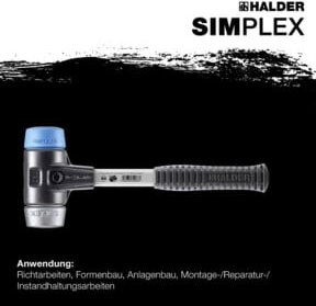 Halder Simplex Schonhammer TPE-soft mit Fiberglasstiel, Blau/Silber/Schwarz, Durchmesser: 30 mm - Bild 2